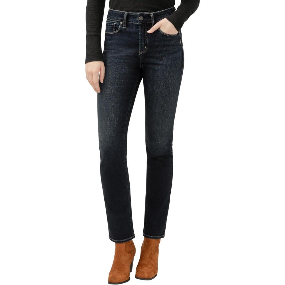image:imageSilver Jeans Co Womens Avery High Rise Curvy Fit Straight Leg JeansLegacyConcerto
