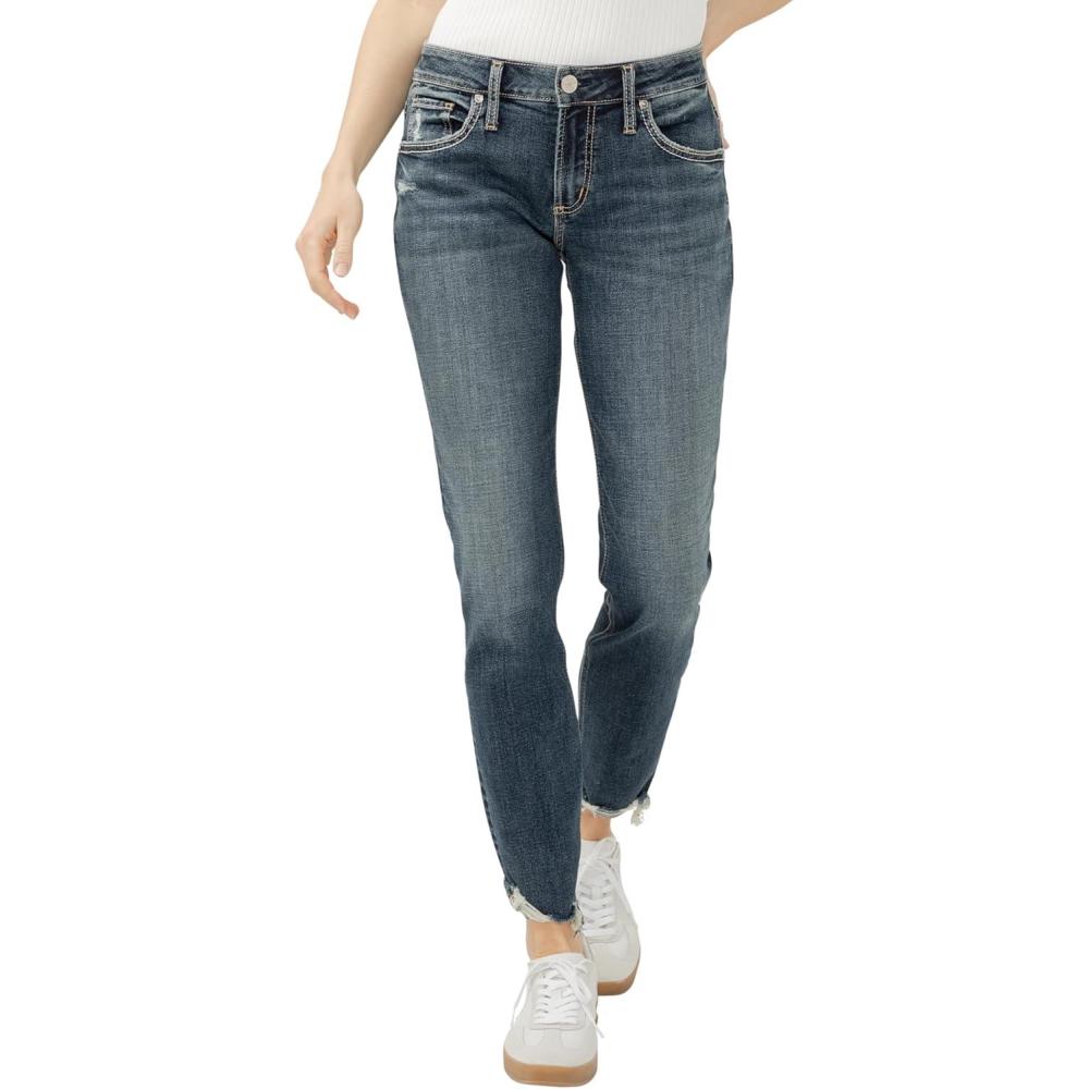 image:imageSilver Jeans Co Womens Boyfriend Mid Rise Slim Leg JeansBobbie