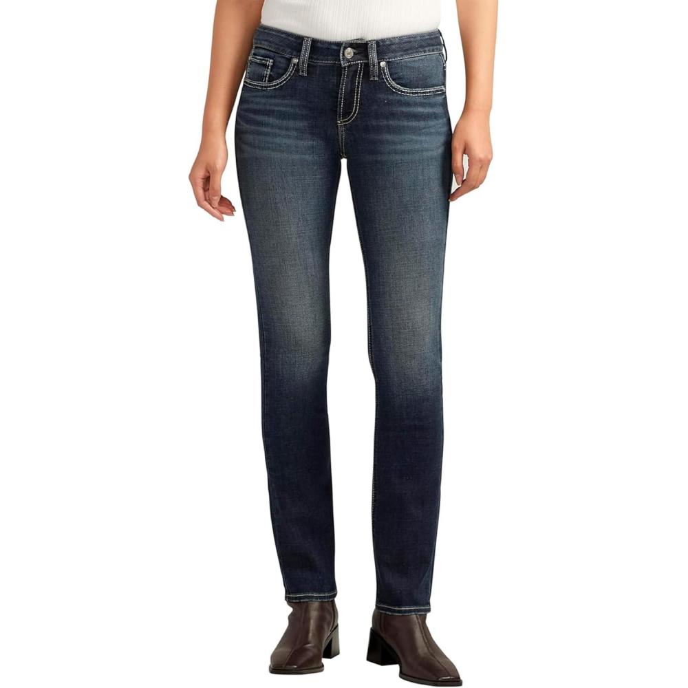 image:imageSilver Jeans Co Womens Britt Low Rise Curvy Fit Straight Leg Jeans LegacyIndigo