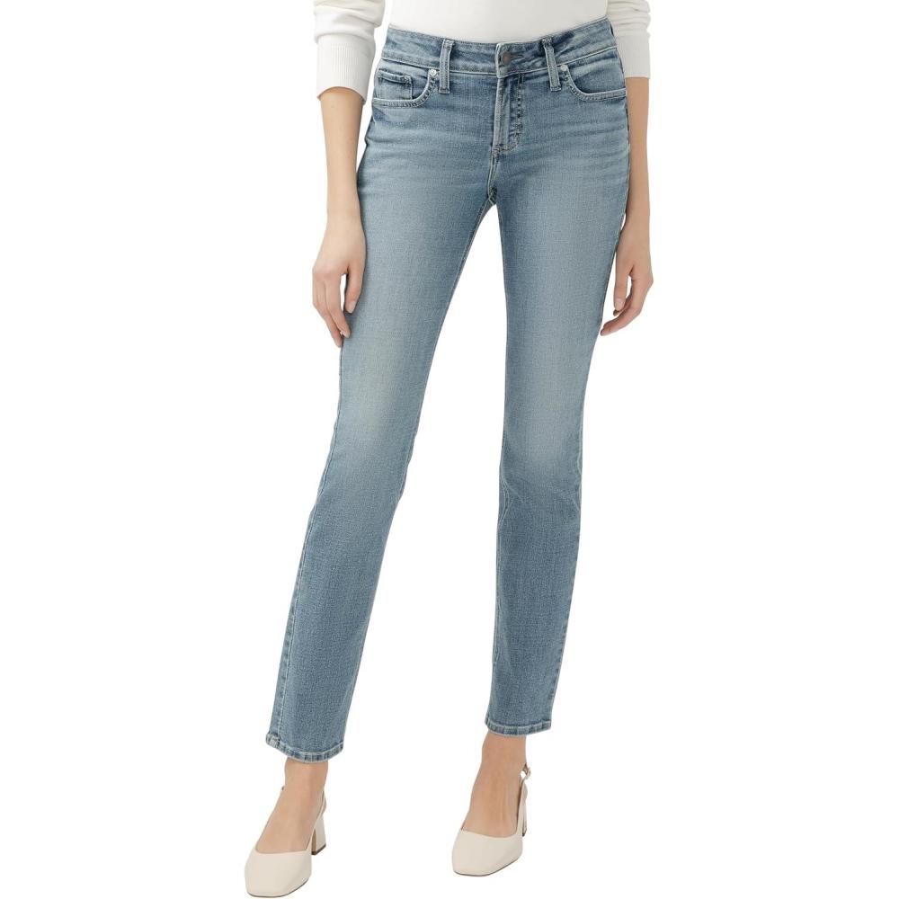 image:imageSilver Jeans Co Womens Elyse Mid Rise Straight Leg JeansMed Wash