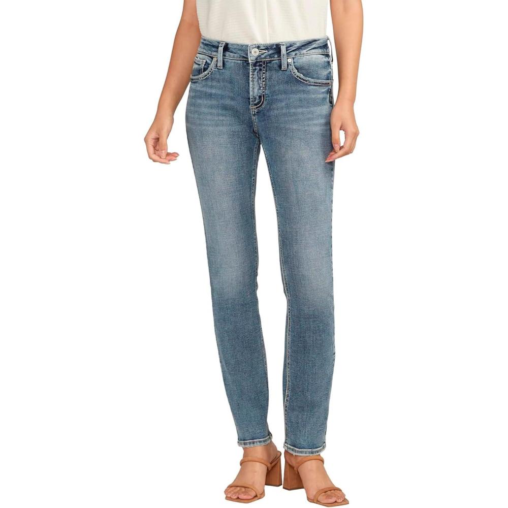 image:imageSilver Jeans Co Womens Elyse Mid Rise Straight Leg JeansMed Wash Ecf201