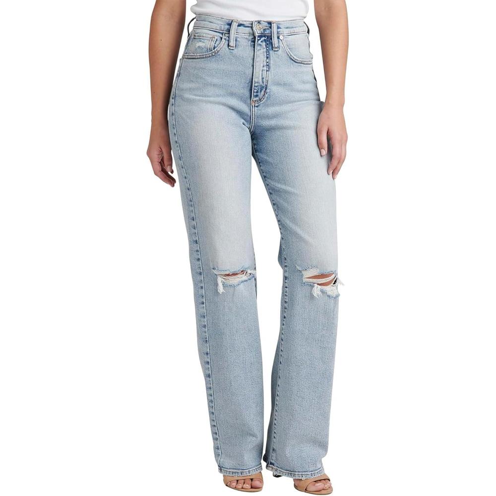 image:imageSilver Jeans Co Womens Highly Desirable High Rise Trouser Leg JeansLight Wash Soc105