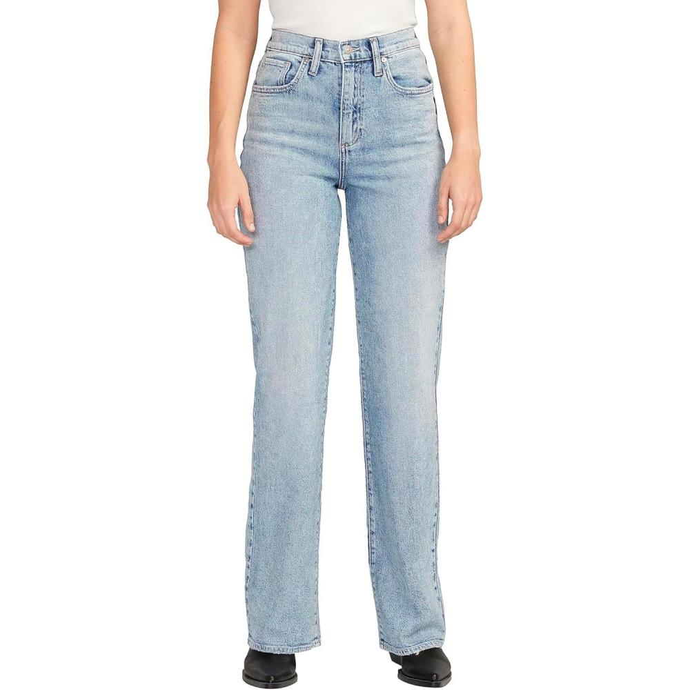 image:imageSilver Jeans Co Womens Highly Desirable High Rise Trouser Leg JeansMed Wash Acs212