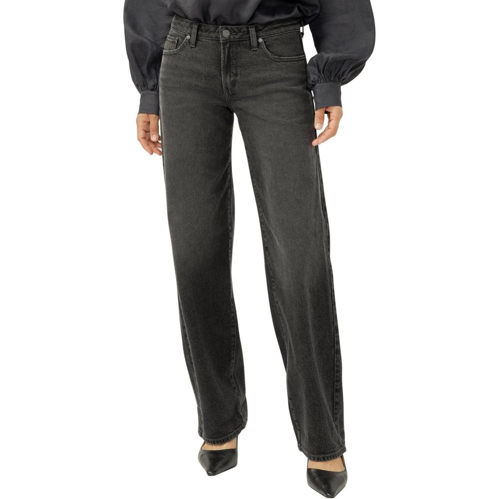 image:imageSilver Jeans Co Womens Loose amp Low Rise Straight Leg JeansBlack
