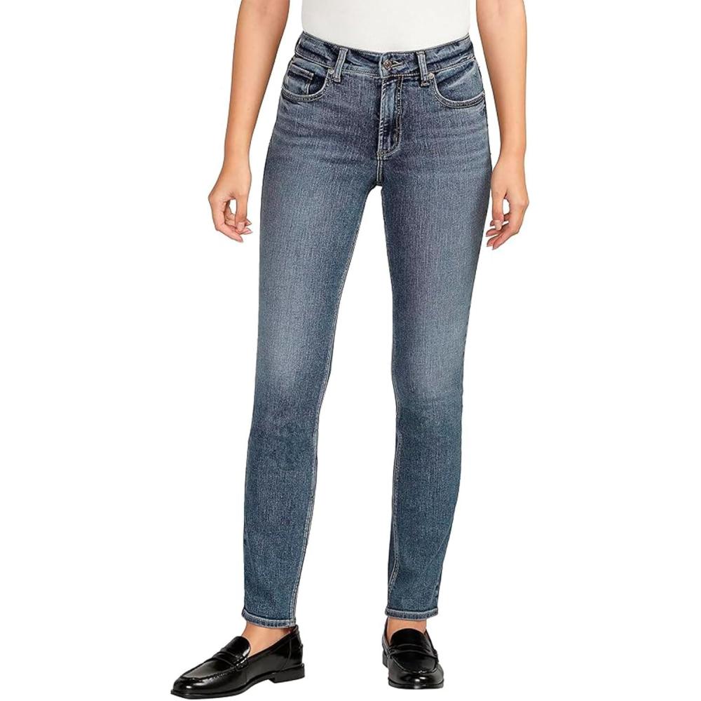 image:imageSilver Jeans Co Womens Most Wanted Mid Rise Straight Leg JeansMed Wash Edb341