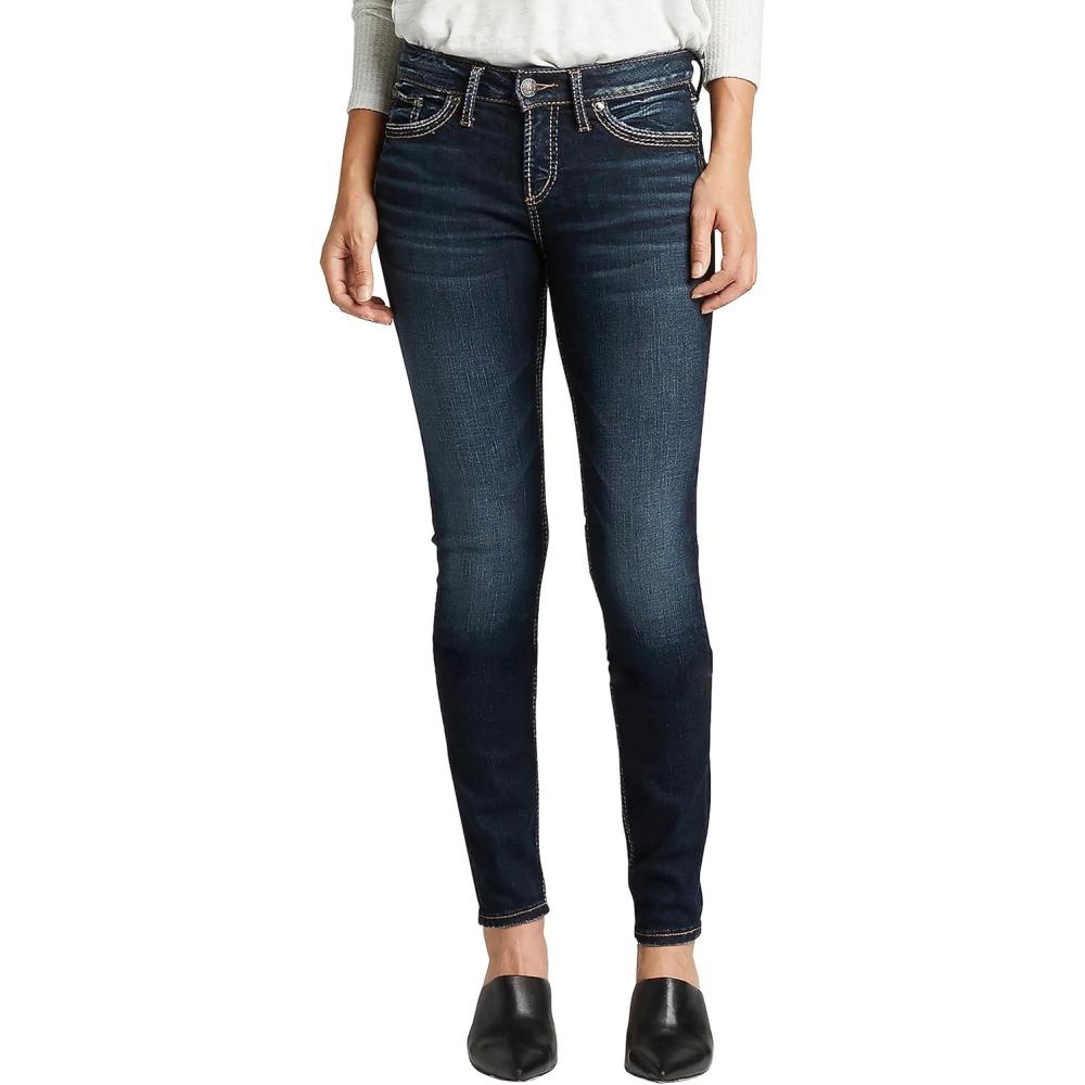 image:imageSilver Jeans Co Womens Suki Mid Rise Curvy Fit Skinny JeansMetallic Indigo