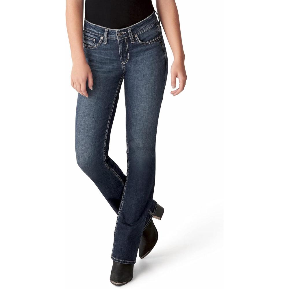 image:imageSilver Jeans Co Womens Suki Mid Rise Curvy Fit Slim Bootcut JeansDark Power Stretch
