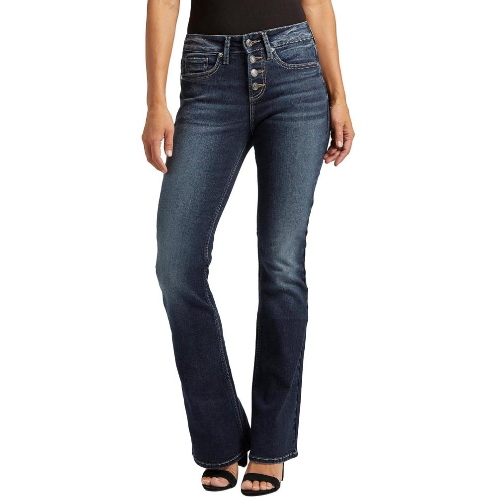 image:imageSilver Jeans Co Womens Suki Mid Rise Curvy Fit Slim Bootcut JeansDark Wash Edb475