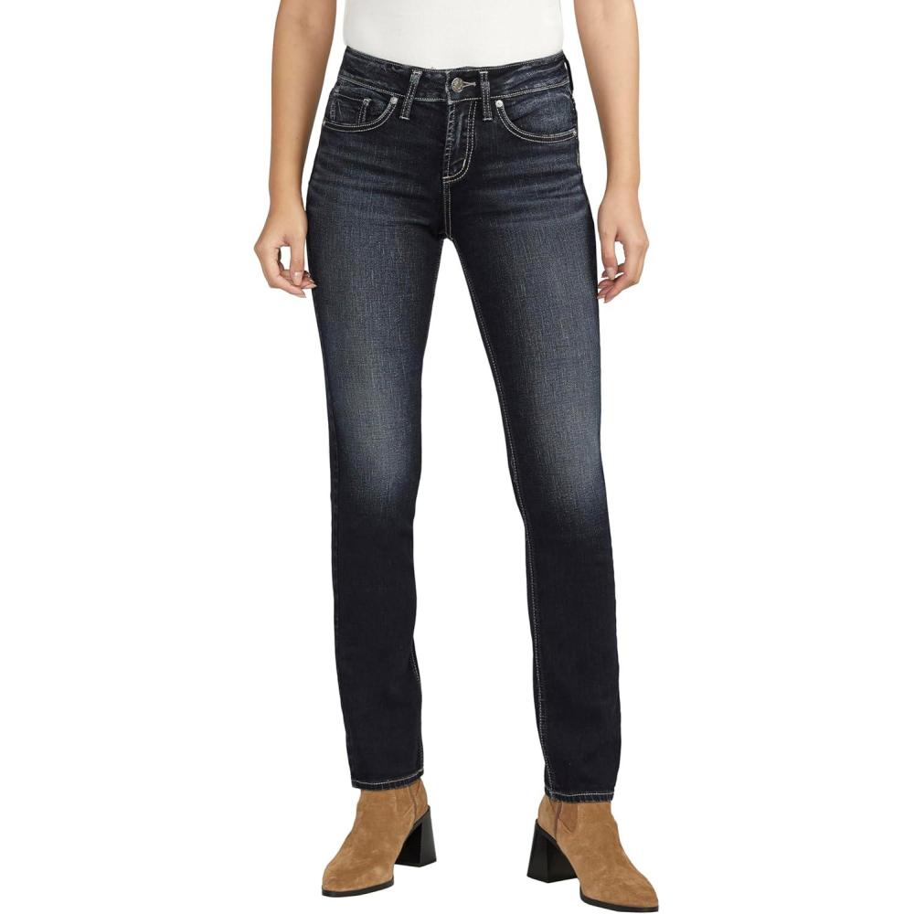image:imageSilver Jeans Co Womens Suki Mid Rise Curvy Fit Slim Bootcut JeansDark Wash Edb482