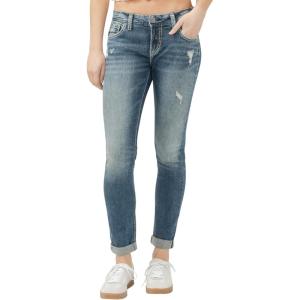 Silver Jeans Co. Girlfriend Mid Rise Skinny Jeans(Medium Marble Wash)