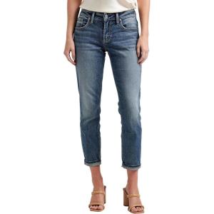 Silver Jeans Co. Womens Boyfriend Mid Rise Slim Leg Jeans(Med Wash Scv302)