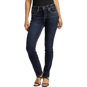 Silver Jeans Co. Women’s Elyse Mid Rise Straight Leg Jeans(Dark Indigo Wash)