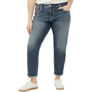 Silver Jeans Co. Women’s Plus Size Boyfriend Mid Rise Slim Leg Jeans(Bobbie)