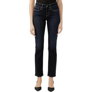 Silver Jeans Co. Women’s Suki Mid Rise Curvy Fit Skinny Jeans(Dark Wash)