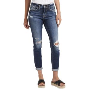 Silver Jeans Co. Women’s Suki Mid Rise Curvy Fit Skinny Jeans(Dark Wash Ecf422)