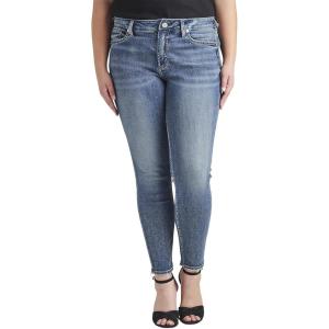 Silver Jeans Co. Women’s Suki Mid Rise Curvy Fit Skinny Jeans(Dark Wash Edk358)