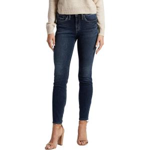 Silver Jeans Co. Women’s Suki Mid Rise Curvy Fit Skinny Jeans(Dark Wash Mid)
