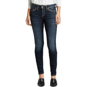 Silver Jeans Co. Women’s Suki Mid Rise Curvy Fit Skinny Jeans(Metallic Indigo)