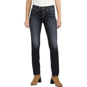 Silver Jeans Co. Women’s Suki Mid Rise Curvy Fit Slim Bootcut Jeans(Dark Wash Edb482)
