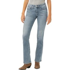 Silver Jeans Co. Women’s Suki Mid Rise Curvy Fit Slim Bootcut Jeans(Light Indigo)