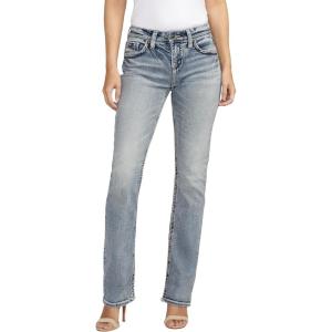 Silver Jeans Co. Women’s Suki Mid Rise Curvy Fit Slim Bootcut Jeans(Light Wash Indigo)