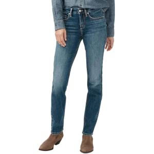 Silver Jeans Co. Women’s Suki Mid Rise Curvy Fit Slim Bootcut Jeans(Luxe Stretch Dark Wash)