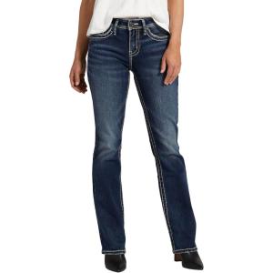 Silver Jeans Co. Women’s Suki Mid Rise Curvy Fit Slim Bootcut Jeans(Med Wash Sjb376)