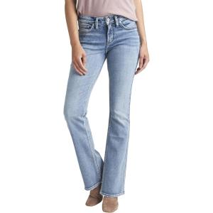 Silver Jeans Co. Women’s Suki Mid Rise Curvy Fit Slim Bootcut Jeans(Medium Light Indigo)