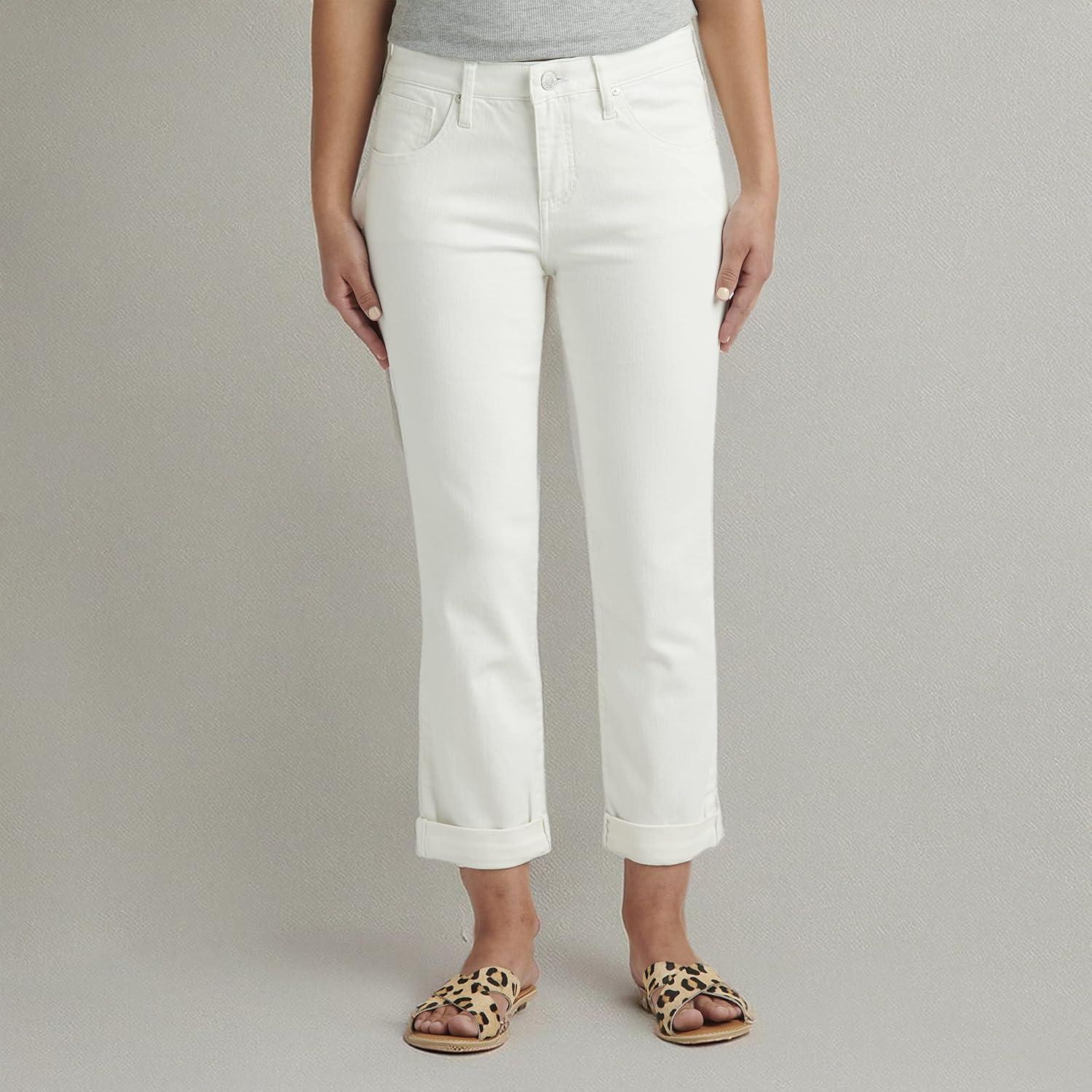 image:imageJag Jeans Womens Carter Mid Rise Girlfriend JeansWhite