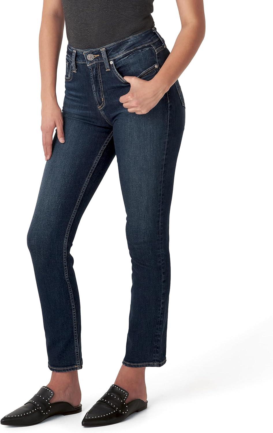 image:imageSilver Jeans CO Womens Avery High Rise Curvy Fit Straight Leg JeansDark Wash Epx495