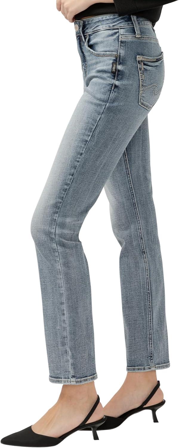 image:imageSilver Jeans CO Womens Avery High Rise Curvy Fit Straight Leg JeansLight Wash