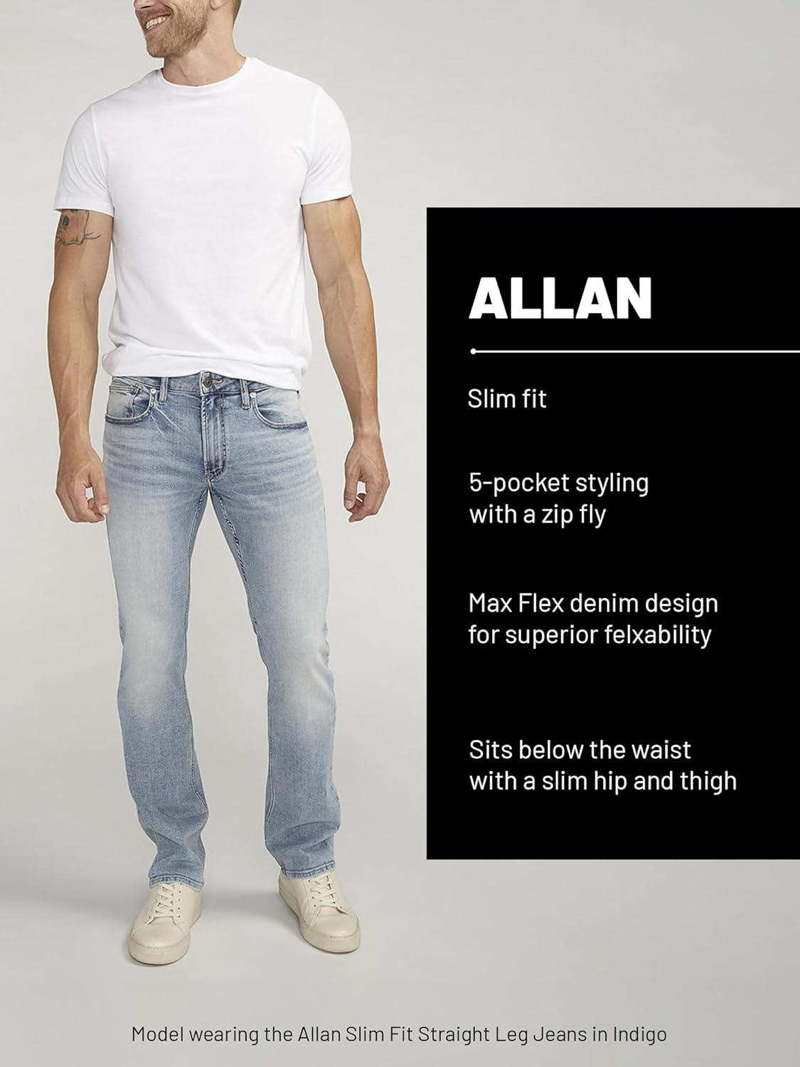 image:imageSilver Jeans Co Mens Allan Slim Fit Straight Leg JeansMed Wash Caa294