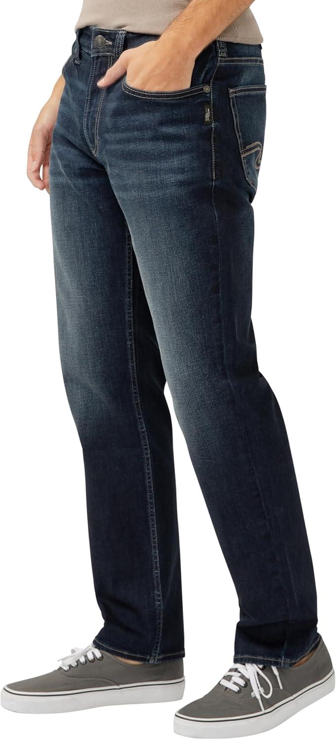image:imageSilver Jeans Co Mens Eddie Athletic Fit Tapered Leg JeansDark Wash