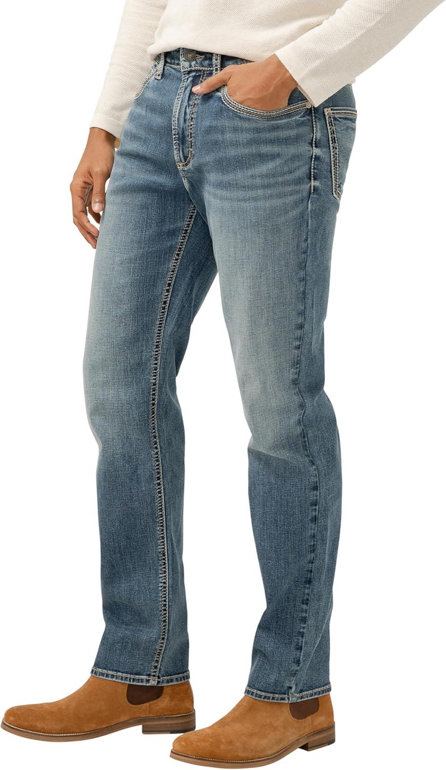 image:imageSilver Jeans Co Mens Eddie Athletic Fit Tapered Leg JeansMed Indigo Wash