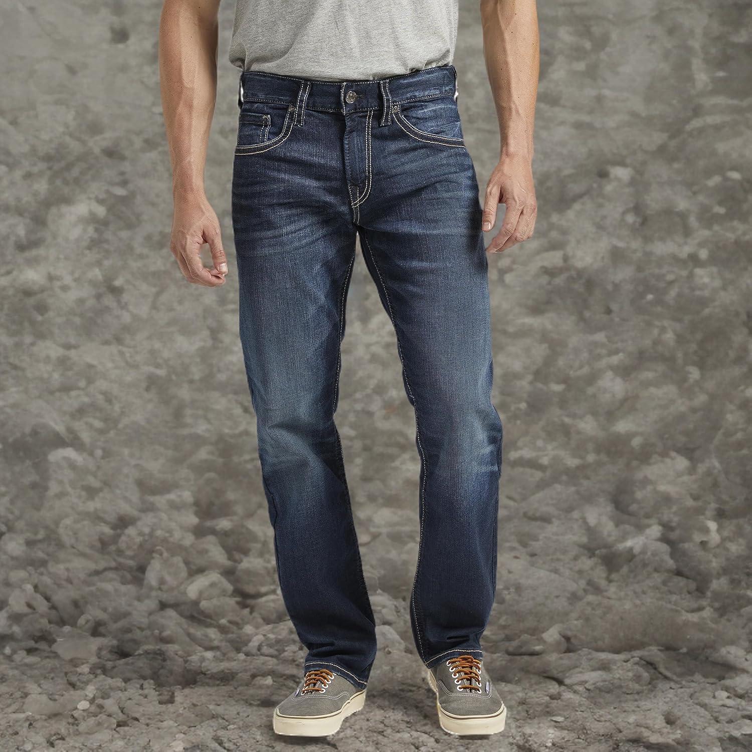 image:imageSilver Jeans Co Mens Eddie Athletic Fit Tapered Leg JeansRinse Wash