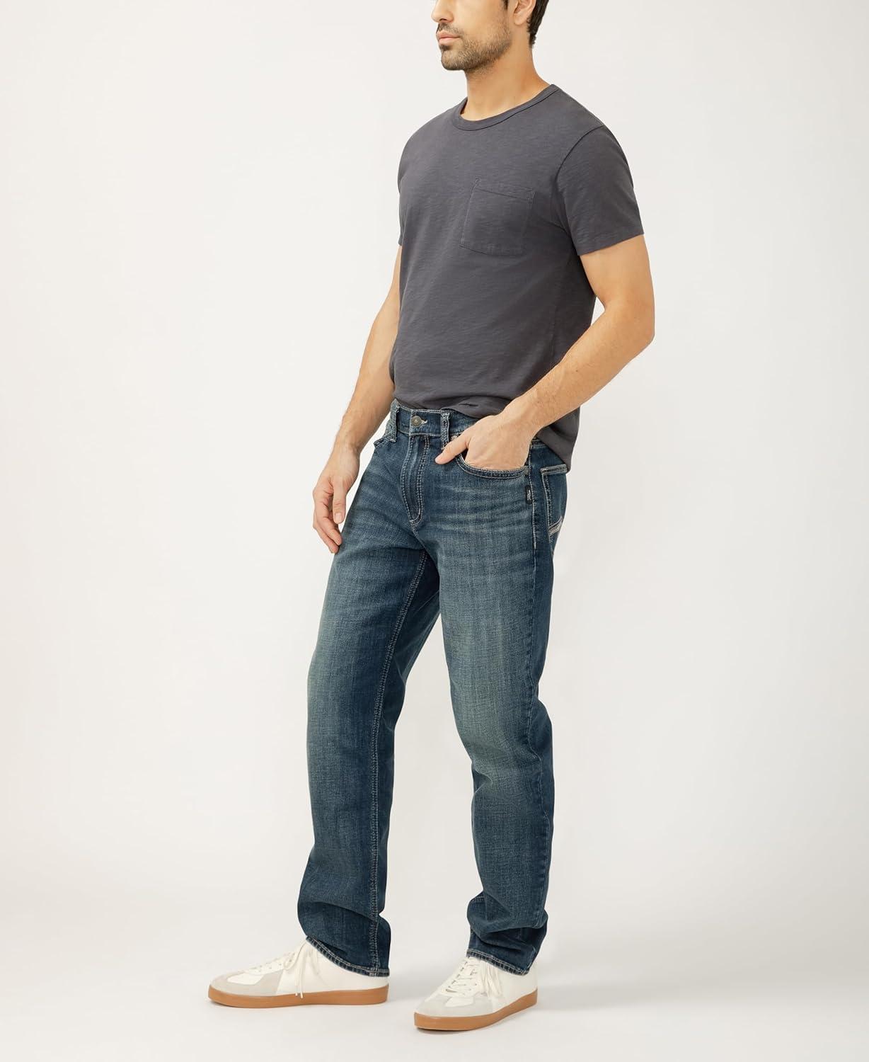 image:imageSilver Jeans Co Mens Eddie Classic Athletic Fit Tapered Leg JeansDark Wash Lds354