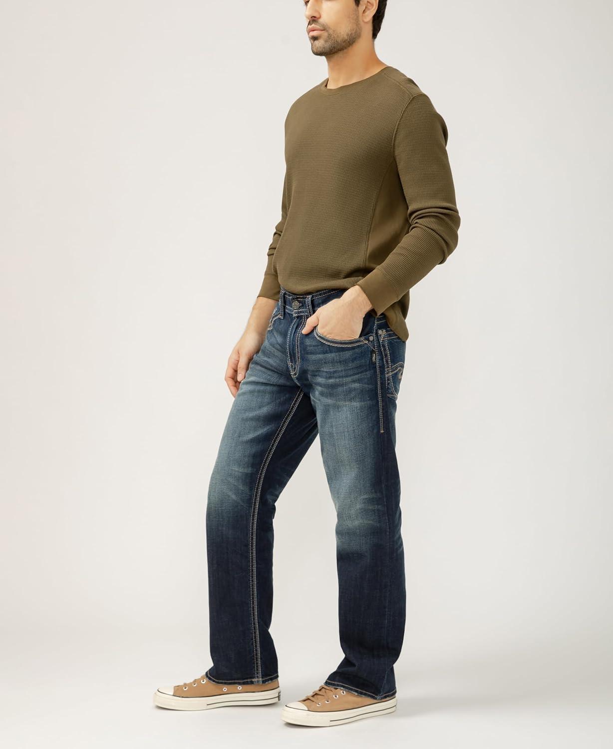 image:imageSilver Jeans Co Mens Gordie Relaxed Fit Straight Leg JeansDark Sandblast