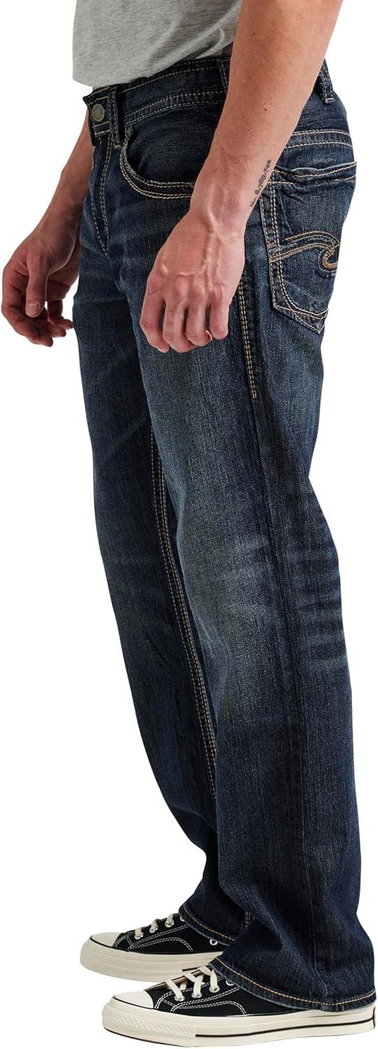 image:imageSilver Jeans Co Mens Gordie Relaxed Fit Straight Leg JeansDark Sandblast