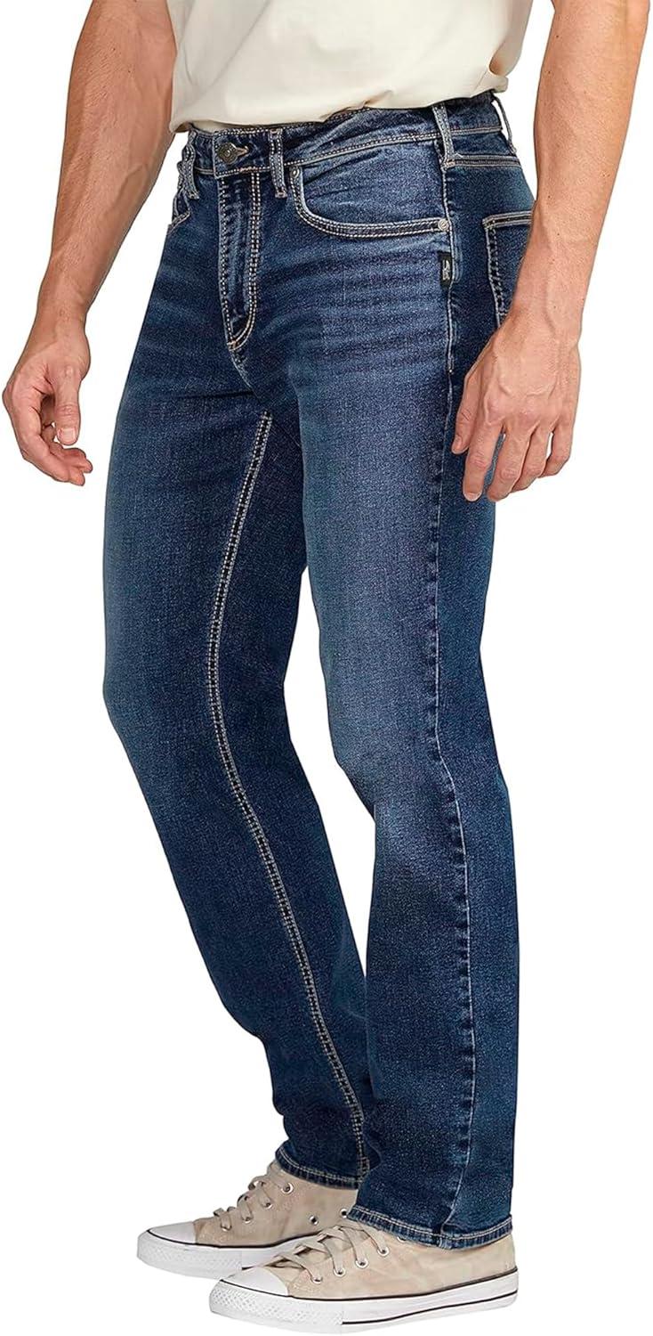 image:imageSilver Jeans Co Mens Machray Athletic Fit Straight Leg JeansDark Wash Fcb354