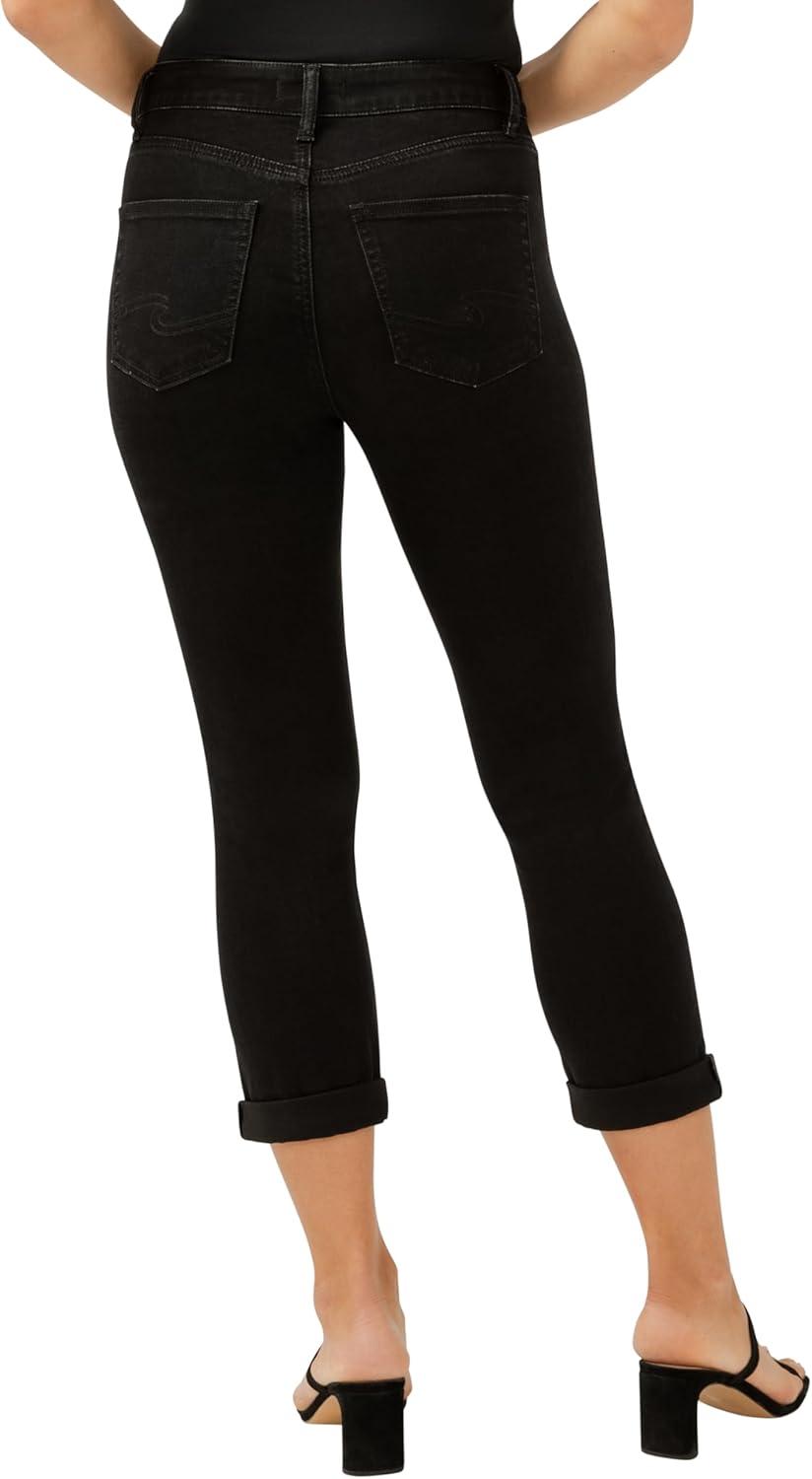 image:imageSilver Jeans Co Womens Avery High Rise Curvy Fit Capri JeansLuxe Stretch Black