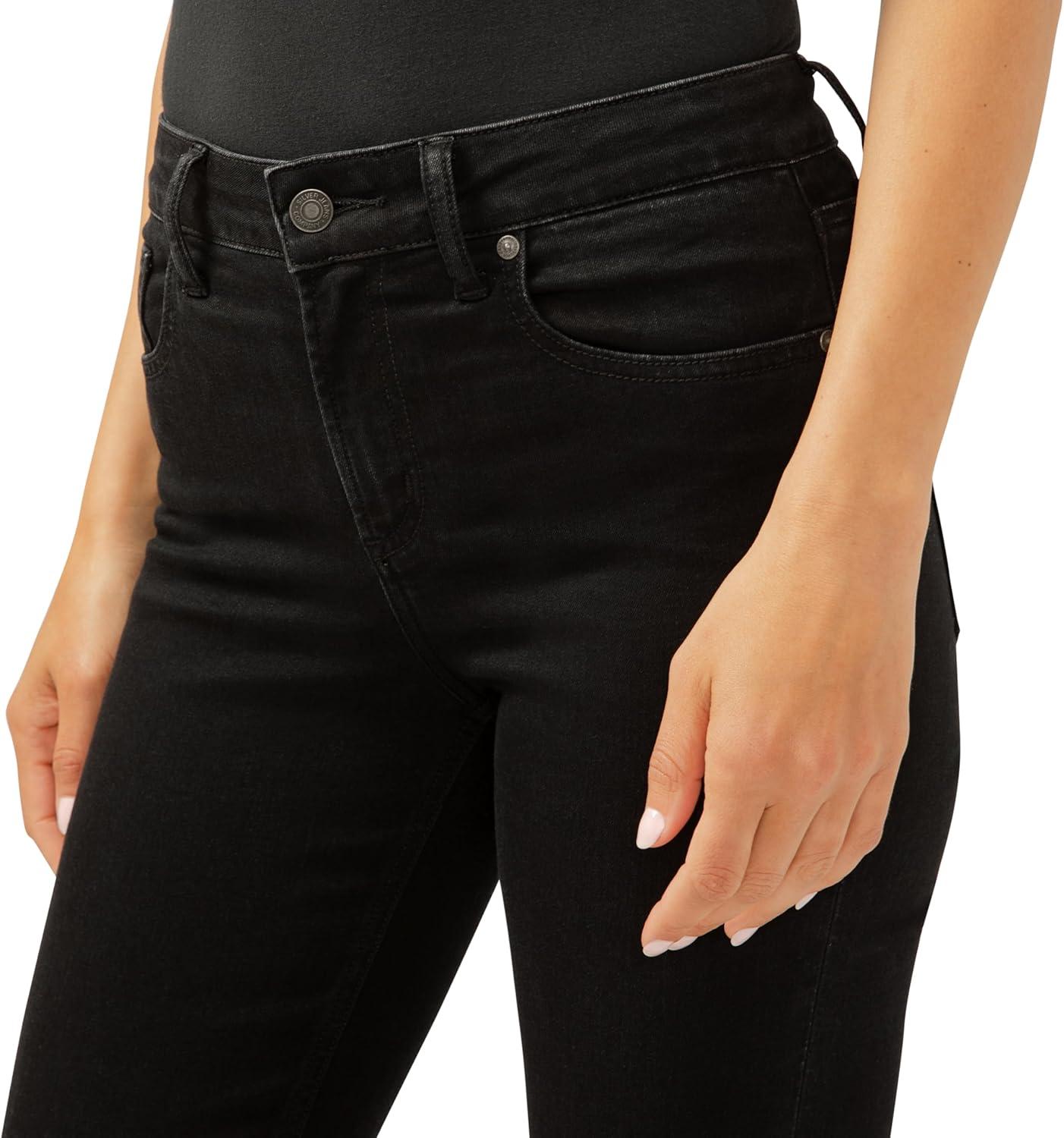 image:imageSilver Jeans Co Womens Avery High Rise Curvy Fit Capri JeansLuxe Stretch Black