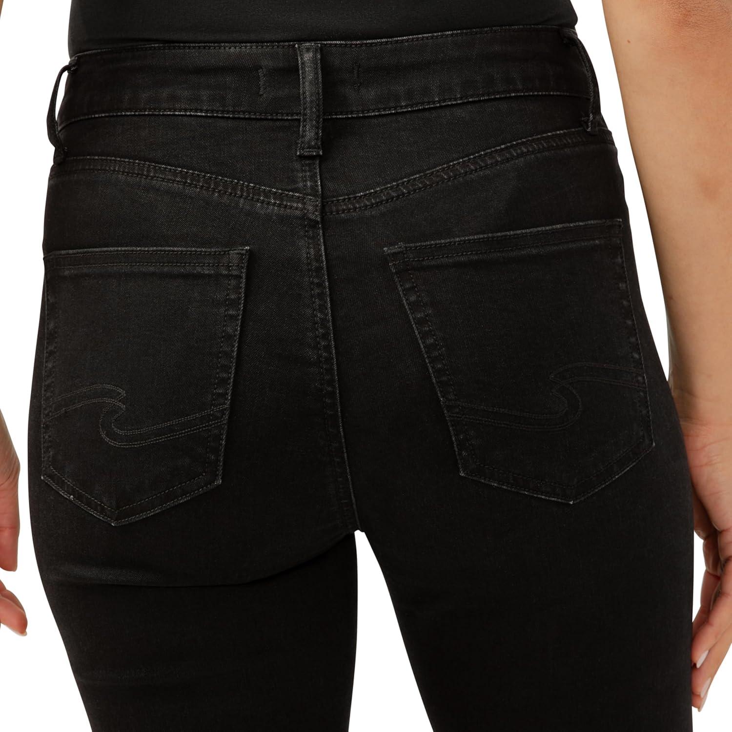 image:imageSilver Jeans Co Womens Avery High Rise Curvy Fit Capri JeansLuxe Stretch Black