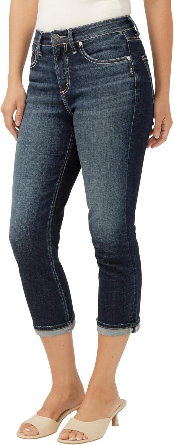 image:imageSilver Jeans Co Womens Avery High Rise Curvy Fit Capri JeansLuxe Stretch Indigo