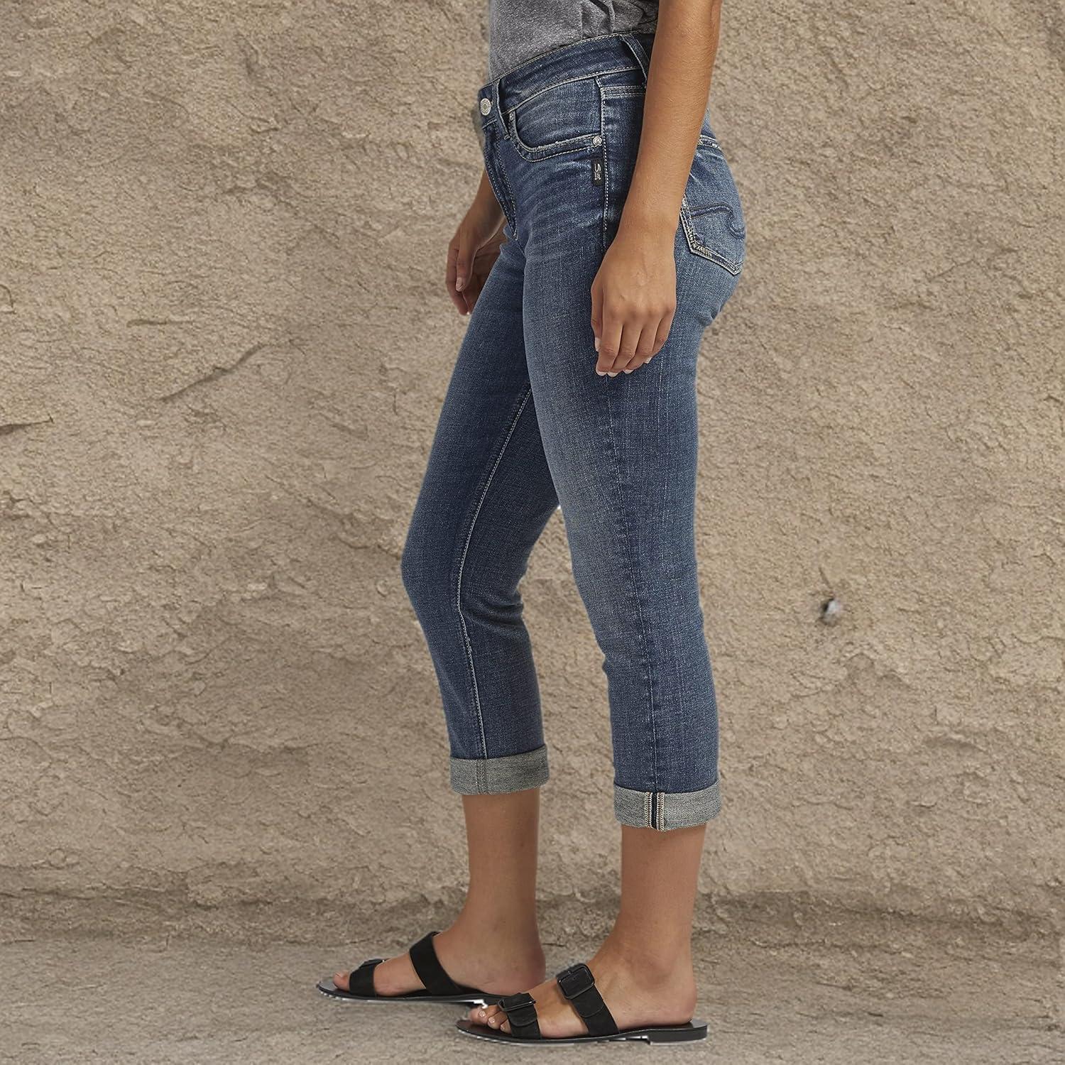 image:imageSilver Jeans Co Womens Avery High Rise Curvy Fit Capri JeansMed Wash Eae380
