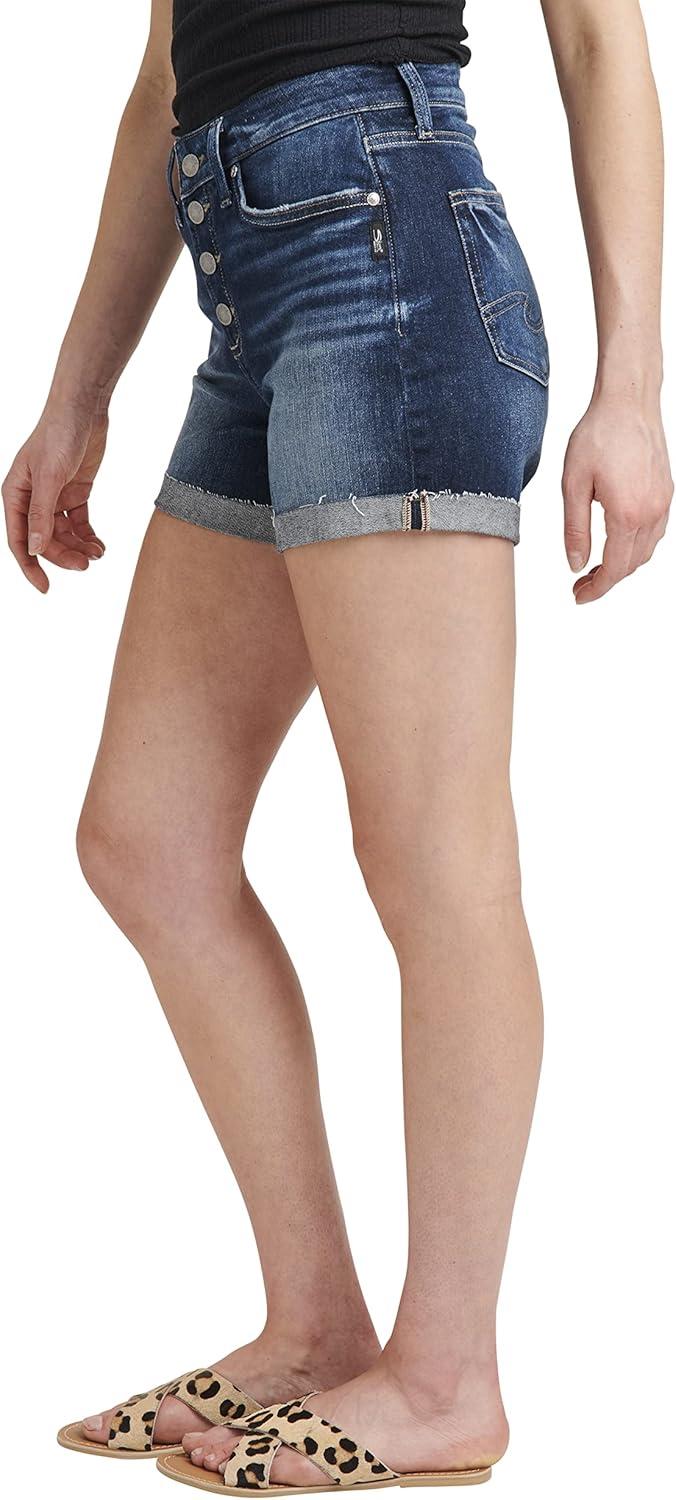 image:imageSilver Jeans Co Womens Avery High Rise Curvy Fit ShortDark Wash Epx435