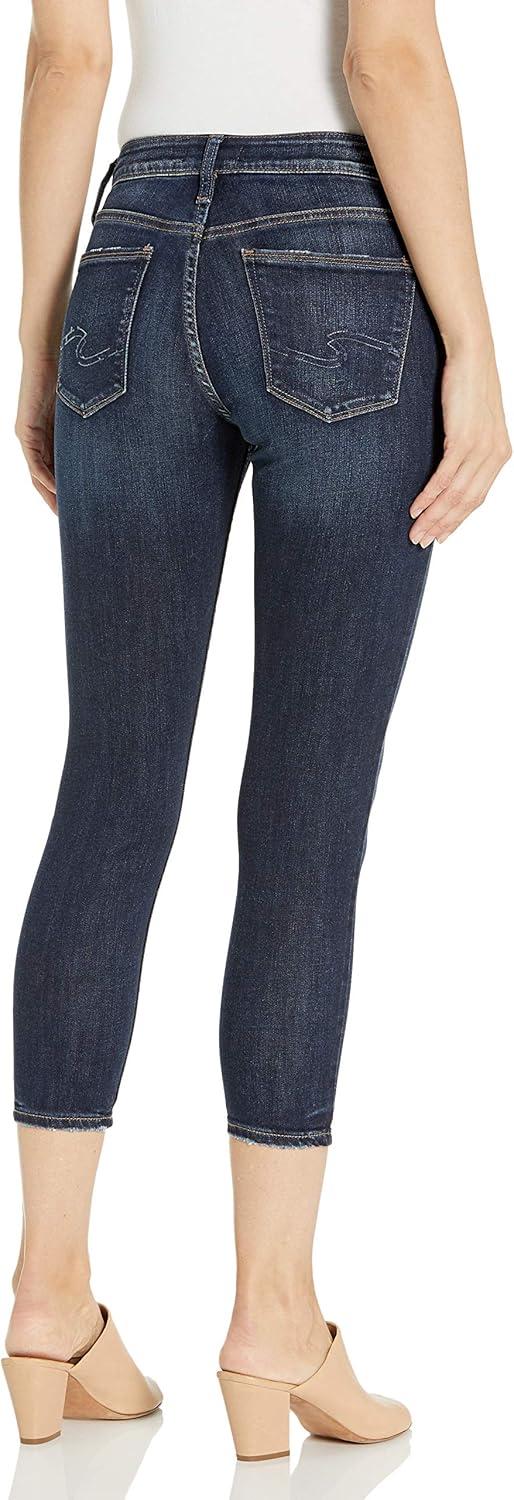 image:imageSilver Jeans Co Womens Avery High Rise Curvy Fit Skinny Crop JeansLegacyDark Wash