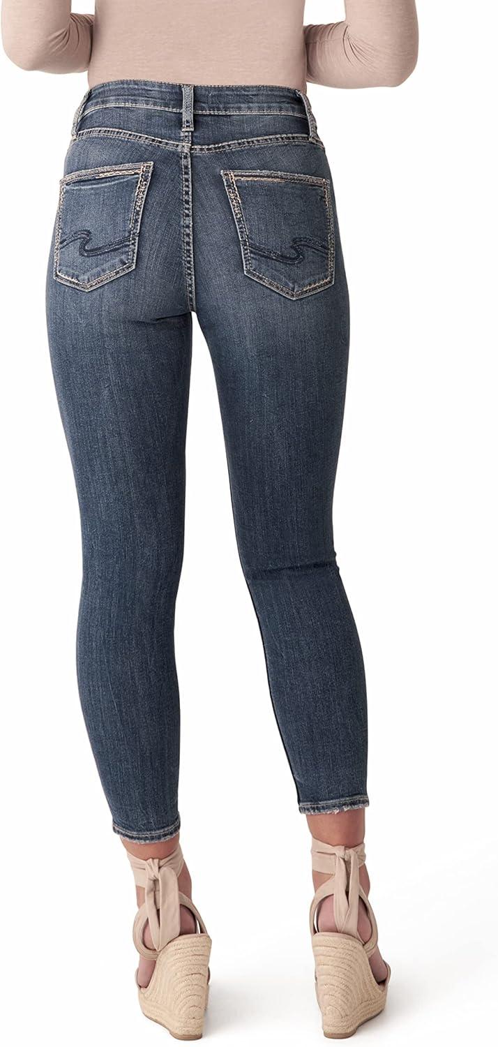 image:imageSilver Jeans Co Womens Avery High Rise Curvy Fit Skinny Crop JeansLegacyDistressed Dark Wash
