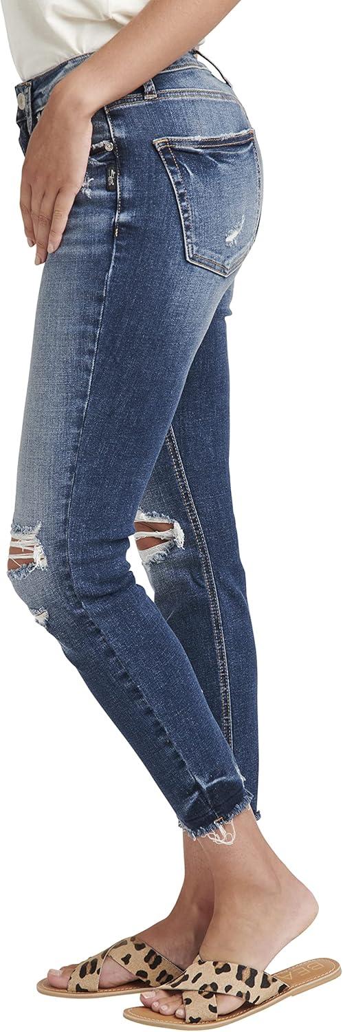 image:imageSilver Jeans Co Womens Avery High Rise Curvy Fit Skinny Crop JeansLegacyMed Wash Ecf382