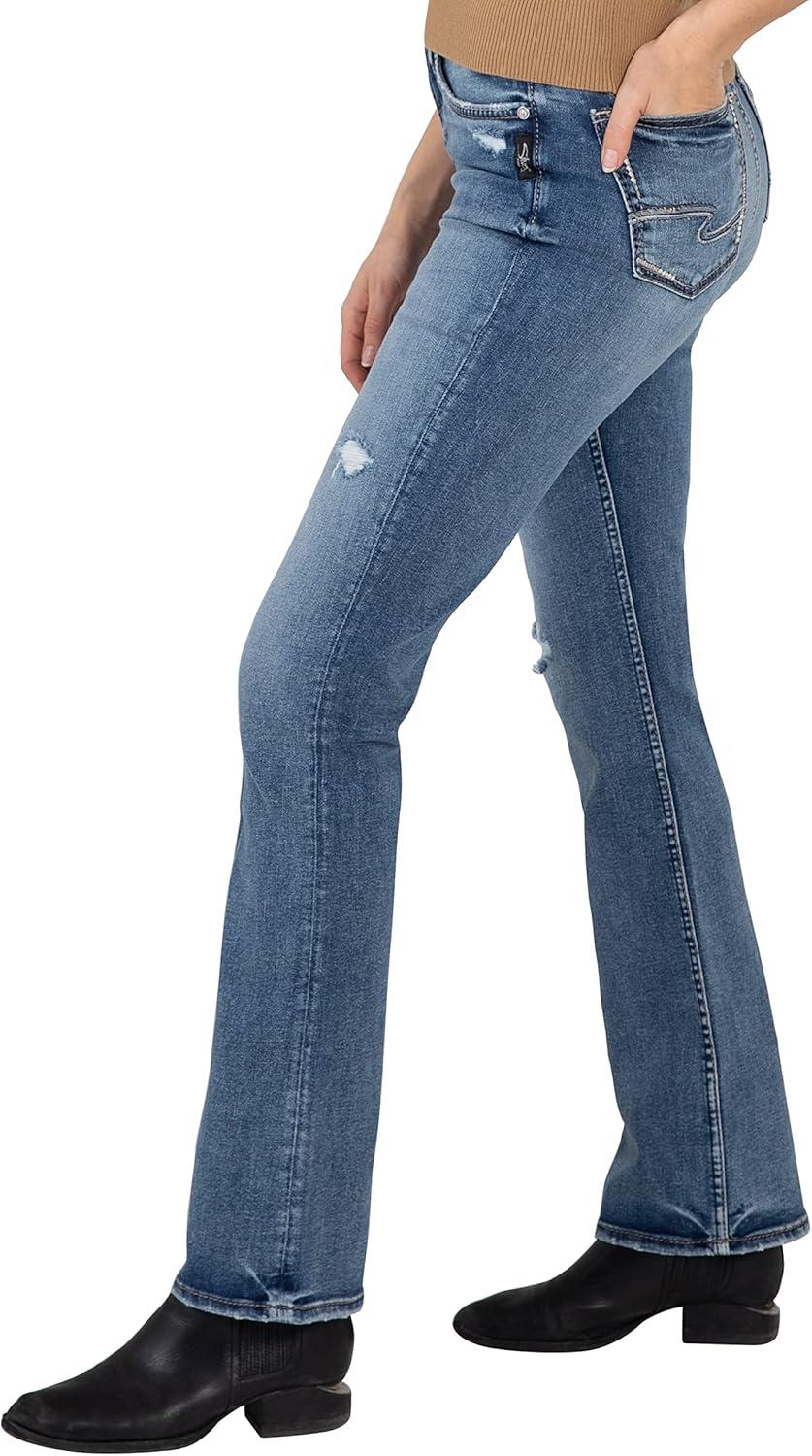 image:imageSilver Jeans Co Womens Avery High Rise Curvy Fit Slim Bootcut JeansDistressed Medium Shade