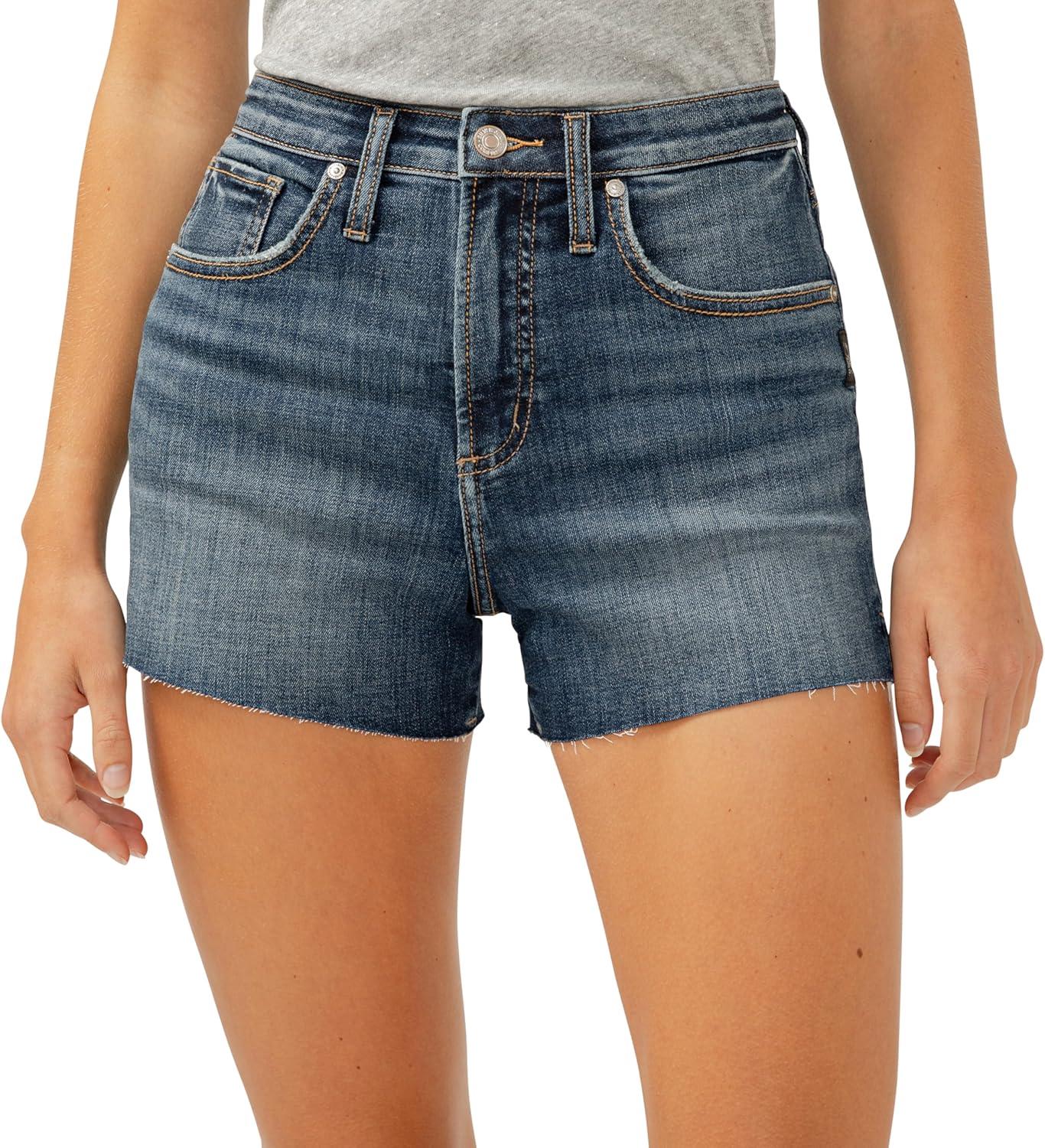 image:imageSilver Jeans Co Womens Beau High Rise ShortLuxe Stretch Dark Indigo